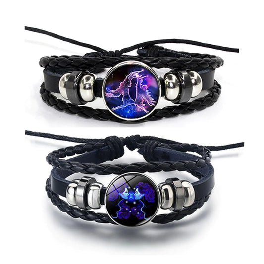 LittleFathand Zodiac Signs Spirit Bracelet for Women Men Multilayer Constellation Leather Wrap Bracelet Couple BFF Bracelets Birthday Gift 2Pcs Set (06 Gemini)
